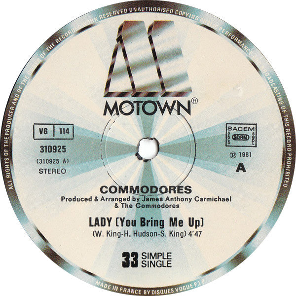 Commodores - Lady (You Bring Me Up) (12" Tweedehands) - Discords.nl