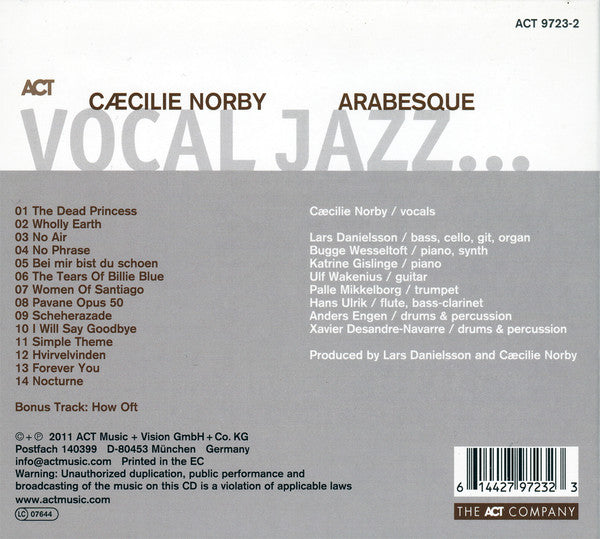 Cæcilie Norby with Lars Danielsson (3) - Arabesque (CD Tweedehands) - Discords.nl