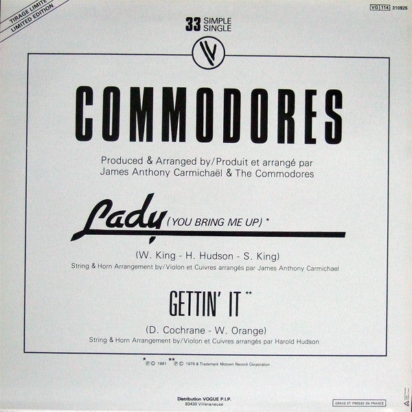 Commodores - Lady (You Bring Me Up) (12" Tweedehands) - Discords.nl