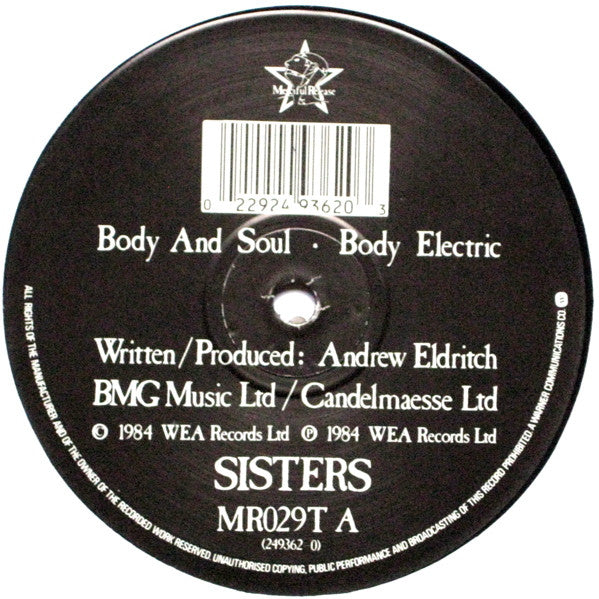 Sisters Of Mercy, The - Body And Soul (12" Tweedehands) - Discords.nl