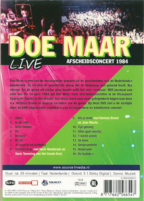 Doe Maar - Live Afscheidsconcert 1984 (DVD / Blu-Ray) - Discords.nl