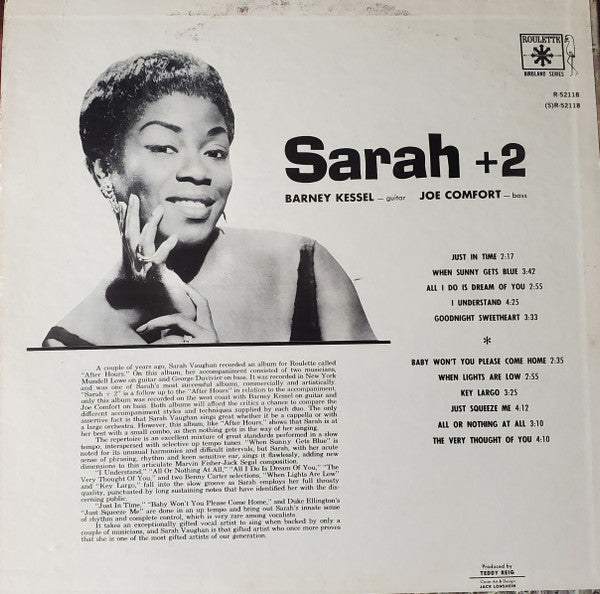 Sarah Vaughan - Barney Kessel - Joe Comfort - Sarah + 2 (LP Tweedehands)