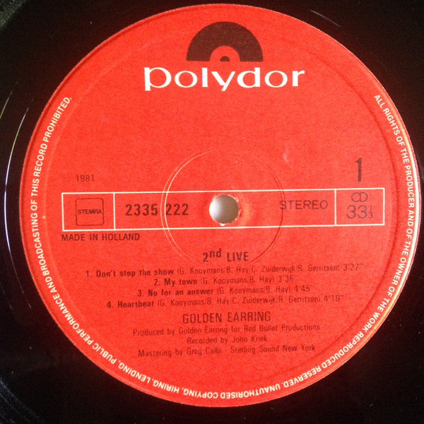 Golden Earring - 2nd Live (LP Tweedehands)