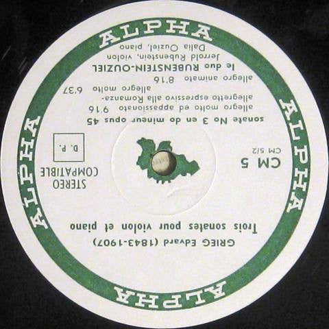 Edvard Grieg, Jerrold Rubenstein, Dalia Ouziel - Les Trois Sonates Pour Violon Et Piano Et La Sonate Pour Piano Seul (LP Tweedehands)