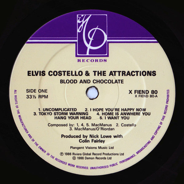 Elvis Costello & The Attractions - Blood & Chocolate (LP Tweedehands)