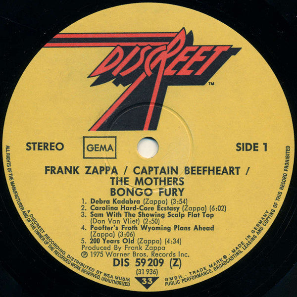 Frank Zappa / Captain Beefheart / Mothers, The - Bongo Fury (LP Tweedehands) - Discords.nl
