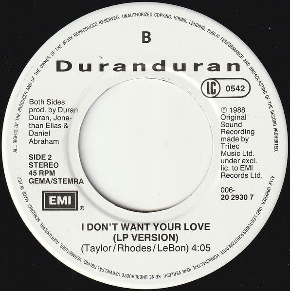 Duran Duran - I Don't Want Your Love (7-inch Tweedehands)