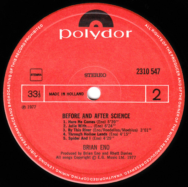Brian Eno - Before And After Science (LP Tweedehands) - Discords.nl