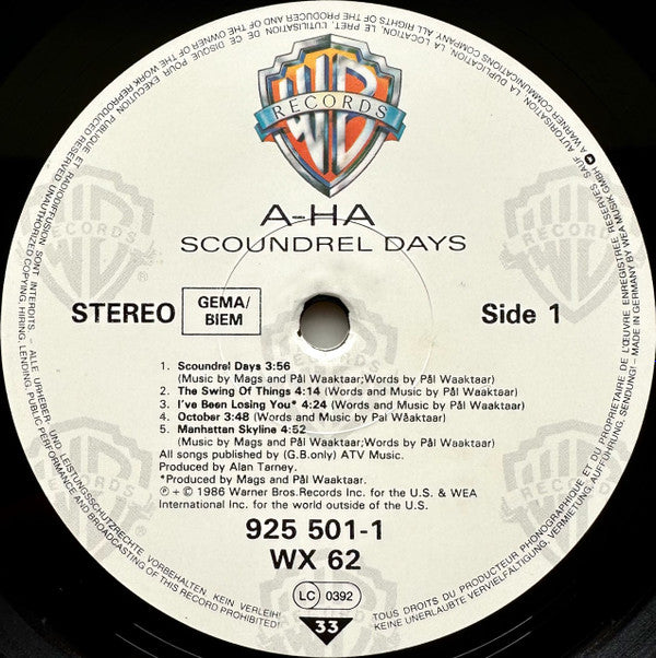 a-ha - Scoundrel Days (LP Tweedehands) - Discords.nl