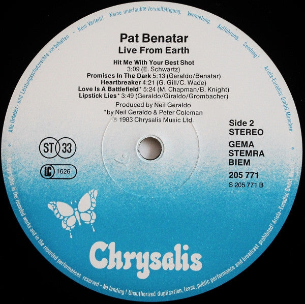 Pat Benatar - Live From Earth (LP Tweedehands)