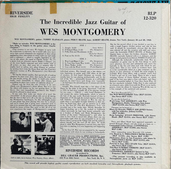 Wes Montgomery - The Incredible Jazz Guitar Of Wes Montgomery (LP) - Discords.nl