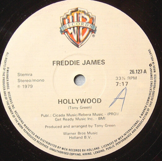 Freddie James - Hollywood / Crazy Disco Music (12" Tweedehands)