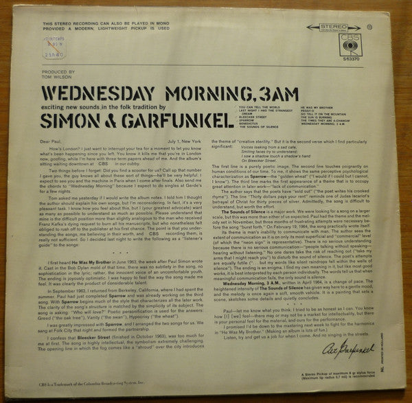 Simon & Garfunkel - Wednesday Morning, 3 A.M. (LP Tweedehands) - Discords.nl