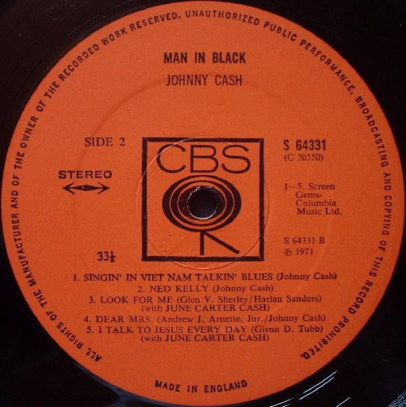 Johnny Cash - Man In Black (LP Tweedehands)