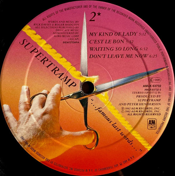 Supertramp - "...Famous Last Words..." (LP Tweedehands)