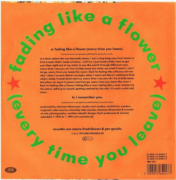 Roxette - Fading Like A Flower (Every Time You Leave) (7-inch Tweedehands)
