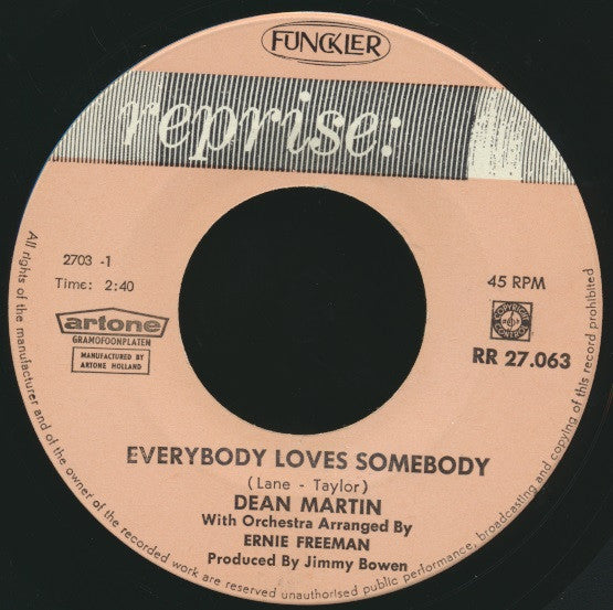 Dean Martin - Everybody Loves Somebody / A Little Voice (7-inch Tweedehands)