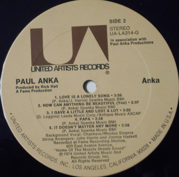 Paul Anka - Anka (LP Tweedehands) - Discords.nl