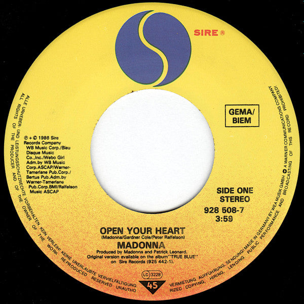 Madonna - Open Your Heart (7-inch Tweedehands)