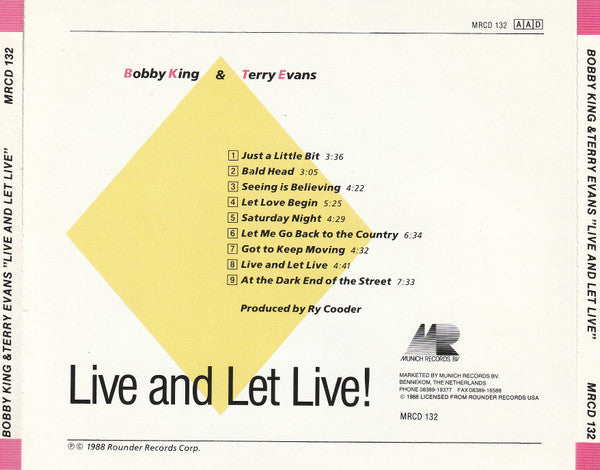 Bobby King & Terry Evans - Live And Let Live! (CD Tweedehands)