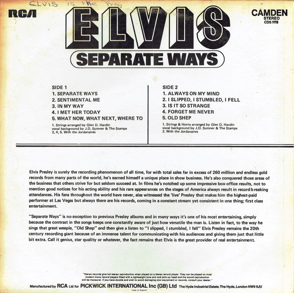 Elvis Presley - Separate Ways (LP Tweedehands)