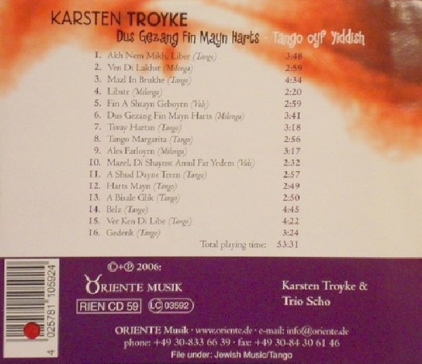 Karsten Troyke - Dus gezang fin mayn harts (CD) - Discords.nl