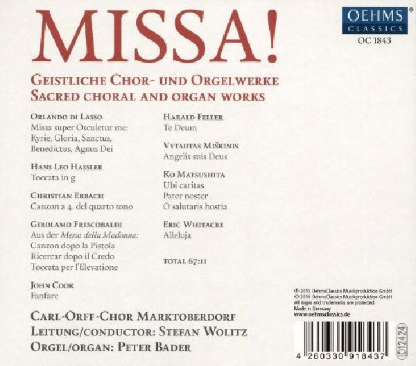 Carl Orff Chor - Missa! (CD) - Discords.nl