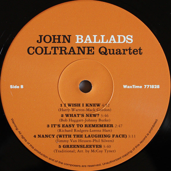 The John Coltrane Quartet - The John Coltrane Quartet - Ballads  (LP)