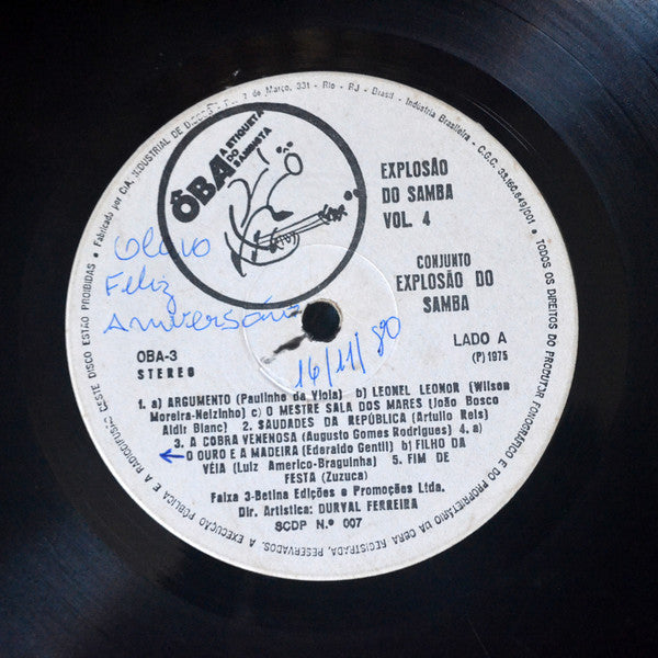 Conjunto Explosão Do Samba - Explosão Do Samba Volume 4 (LP Tweedehands)