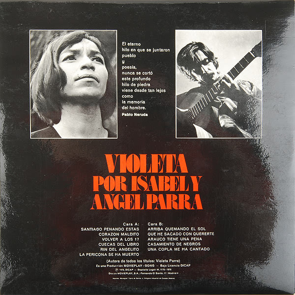 Isabel Y Angel Parra - Violeta Por Isabel Y Angel Parra (LP Tweedehands)