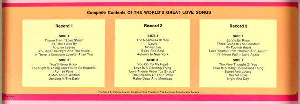 Longines Symphonette Society, The - The World's Great Love Songs (LP Tweedehands)