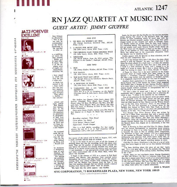 Modern Jazz Quartet, The Guest Artist: Jimmy Giuffre - The Modern Jazz Quartet At Music Inn (LP Tweedehands) - Discords.nl