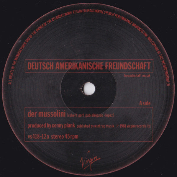 Deutsch Amerikanische Freundschaft - Der Mussolini (12" Tweedehands)