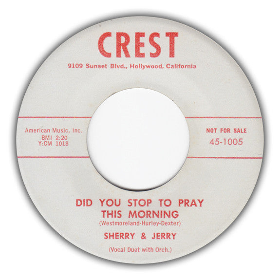 Sherry Davis / Sherry Davis & Jerry (59) - God Speaks / Did You Stop To Pray This Morning (7-inch Tweedehands) - Discords.nl