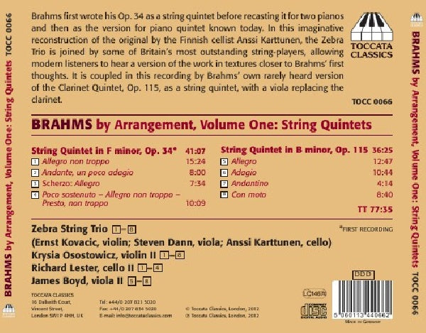 Johannes Brahms - Brahms by arrangement v.1 (CD) - Discords.nl