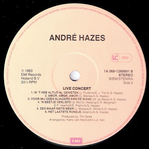 André Hazes - Live Concert (LP Tweedehands)