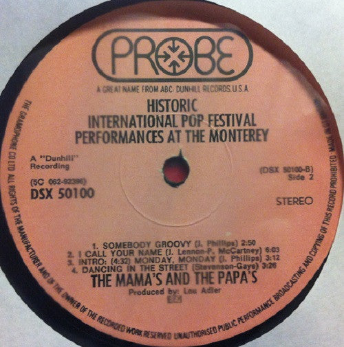 Mamas & The Papas, The - Historic Performances Recorded At The Monterey International Pop Festival (LP Tweedehands)