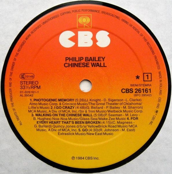 Philip Bailey - Chinese Wall (LP Tweedehands)