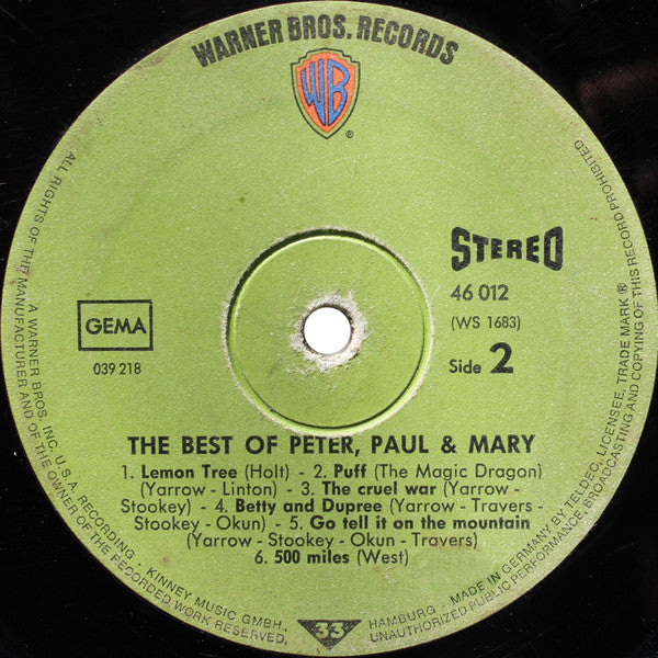 Peter, Paul & Mary - The Best Of Peter, Paul And Mary (LP Tweedehands)