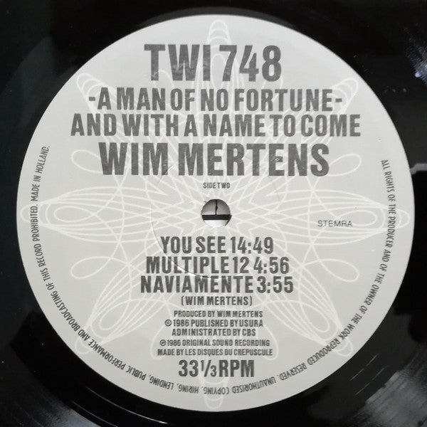 Wim Mertens - A Man Of No Fortune & With A Name To Come (LP Tweedehands) - Discords.nl