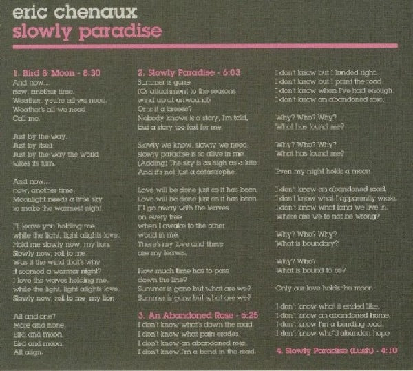 Eric Chenaux - Slowly paradise (CD) - Discords.nl