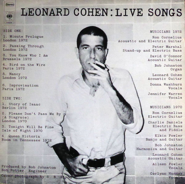 Leonard Cohen - Live Songs (LP Tweedehands) - Discords.nl