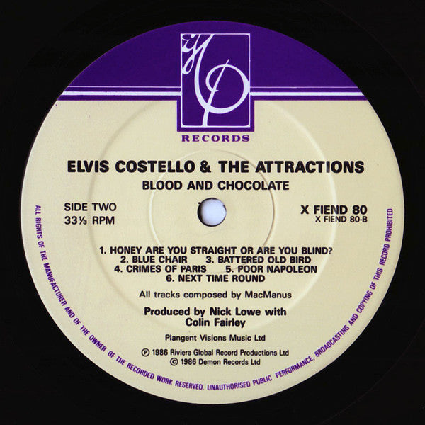 Elvis Costello & The Attractions - Blood & Chocolate (LP Tweedehands)