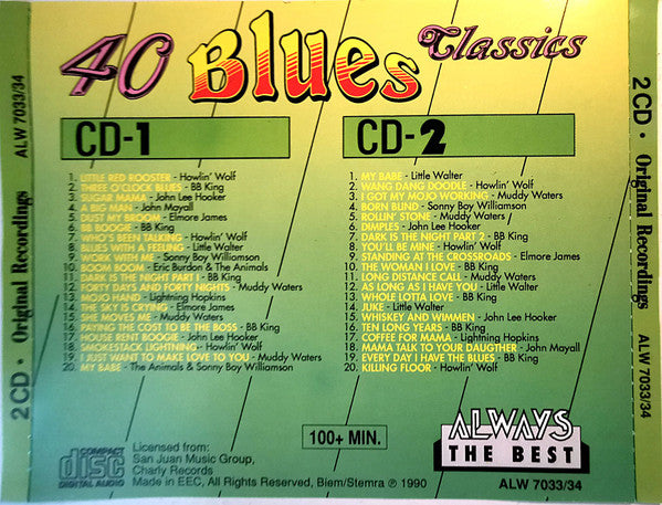 Various - 40 Blues Classics (CD Tweedehands) - Discords.nl