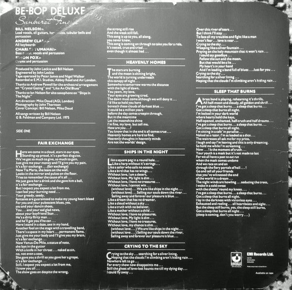 Be Bop Deluxe - Sunburst Finish (LP Tweedehands)