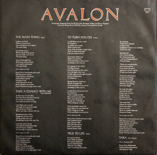 Roxy Music - Avalon (LP Tweedehands) - Discords.nl