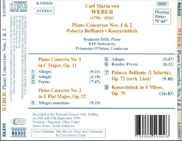Frith/o Duinn/rte Sinfonietta - Weber: piano concertos 1 & 2 (CD) - Discords.nl