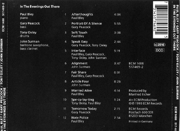 Paul Bley - In the evenings out there (CD) - Discords.nl