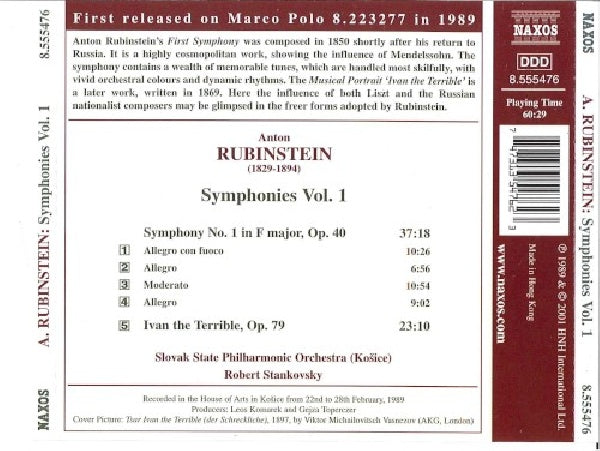 Stankovsky-robert/sspo Kosice - Rubinstein a.: sym. vol. 1 (CD) - Discords.nl