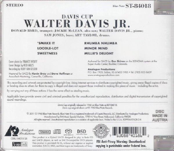 Walter Davis -jr.- - Davis cup (CD) - Discords.nl